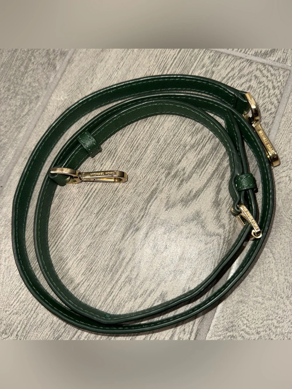 Michael Kors Authentic Replacement Leather Strap Hunter Green Gold Hardware READ